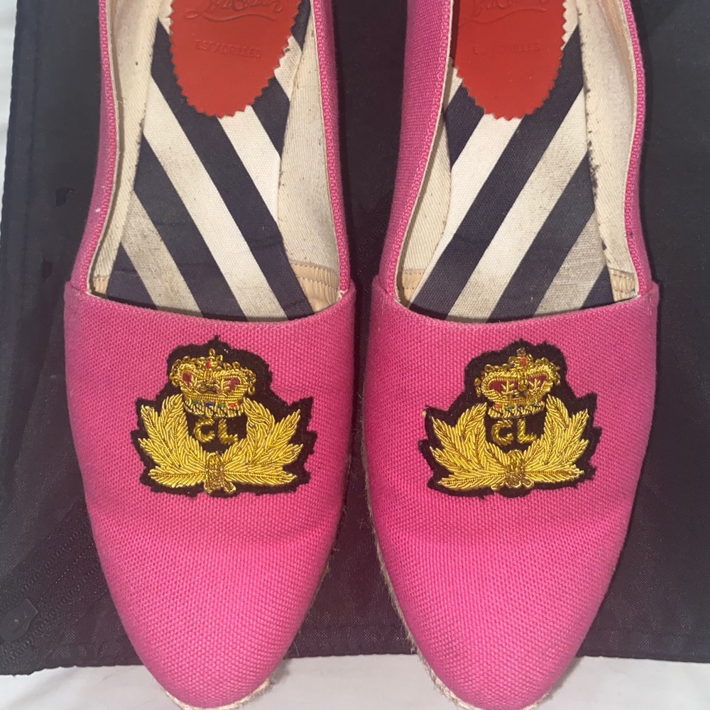 Christian Louboutin Pink Gala Embroidered Espadrille Flats